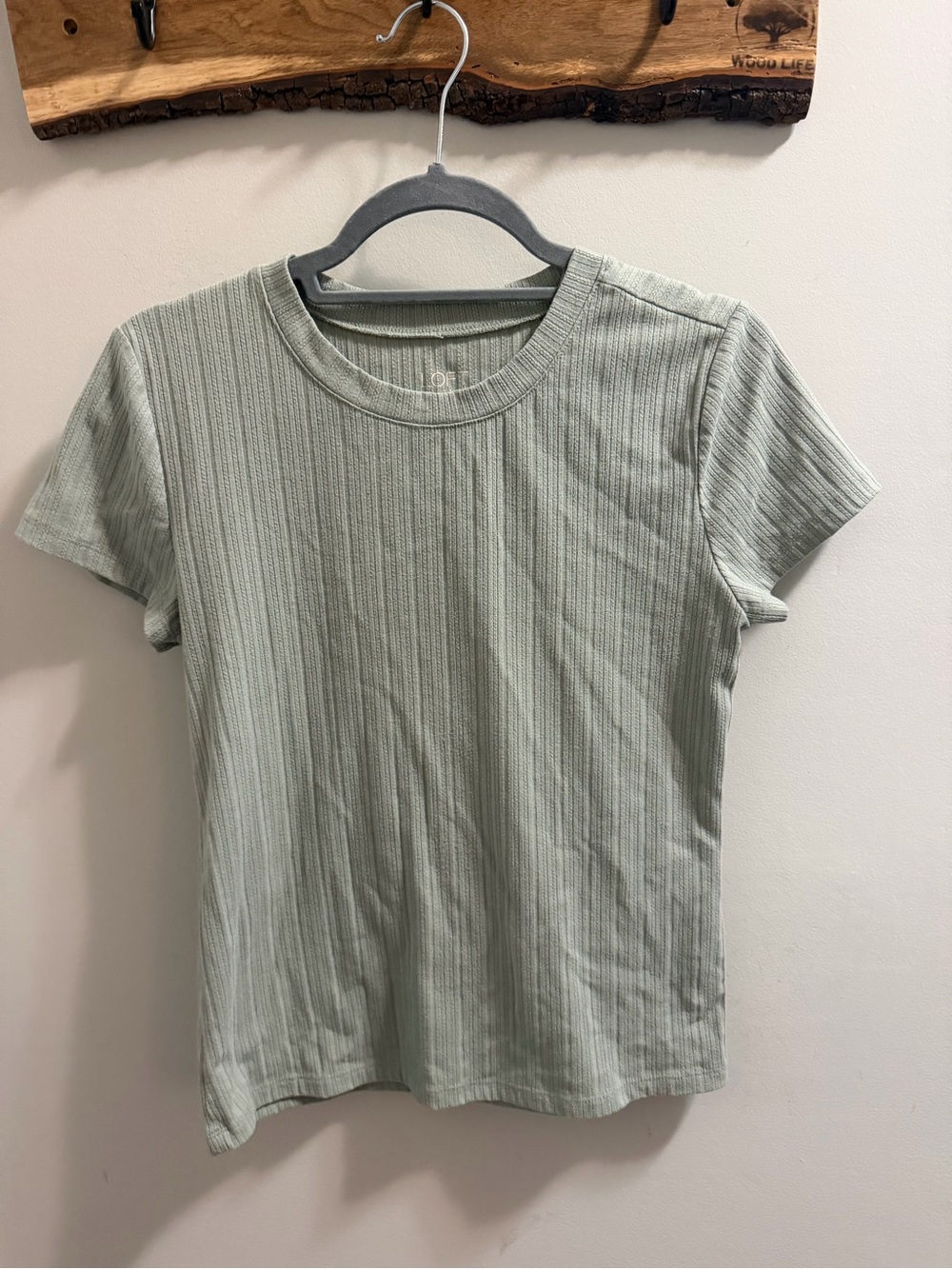 LOFT Ribbed Short Sleeve Tee in Sage Green